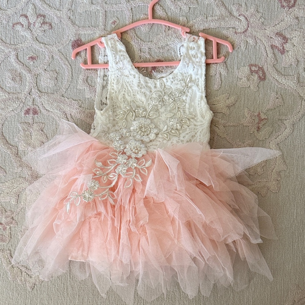 Lace Bodice Pink Tulle Baby Dress